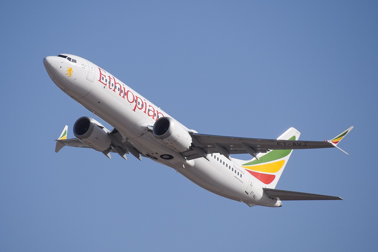 Ethiopian Airlines ET-AVJ takes off from Ben Gurion International Airport, Israel